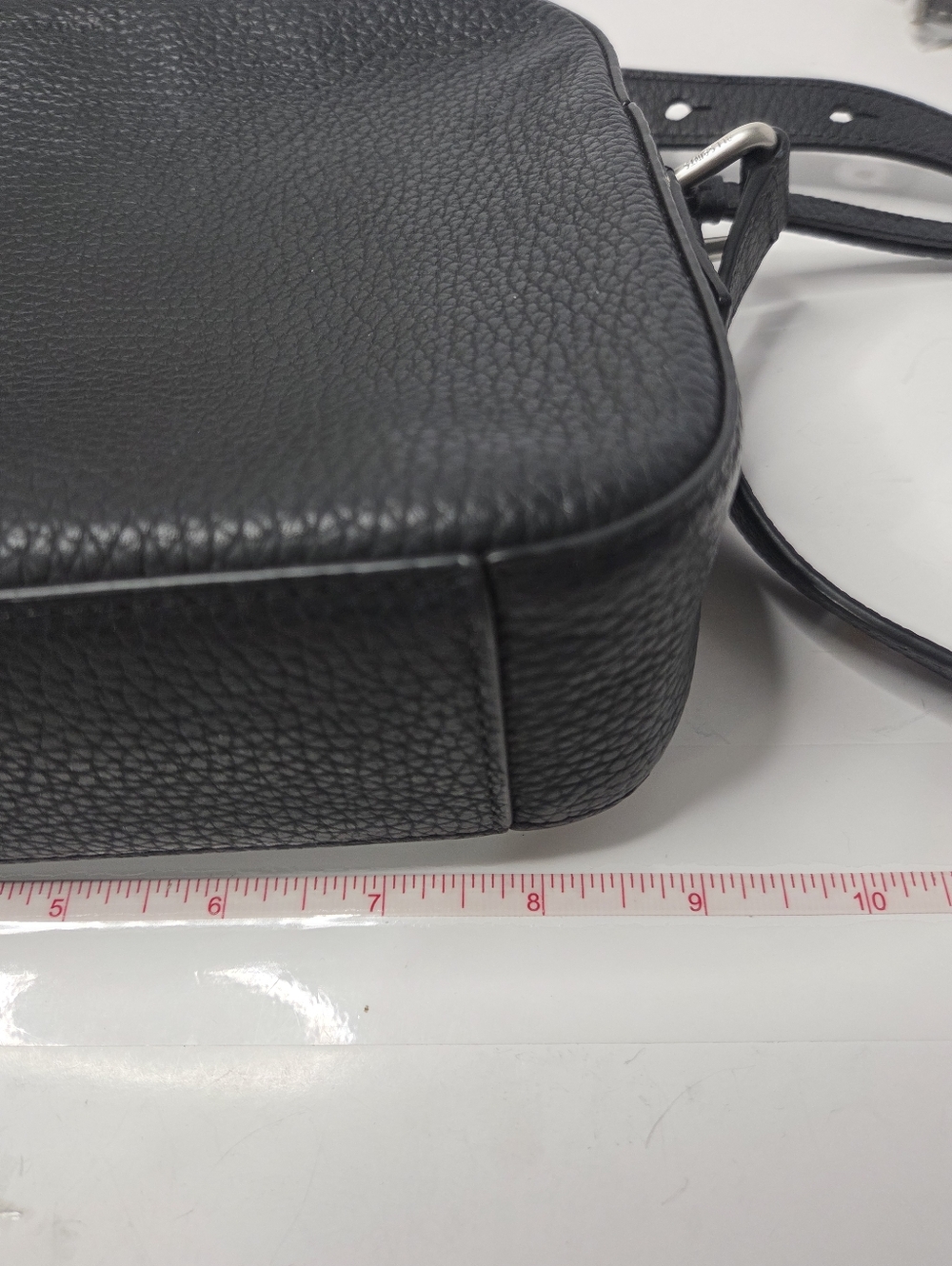 ALLSAINTS captain Black Pebbled Leather Crossbody Bag EUC minimalist classic - Picture 9 of 13